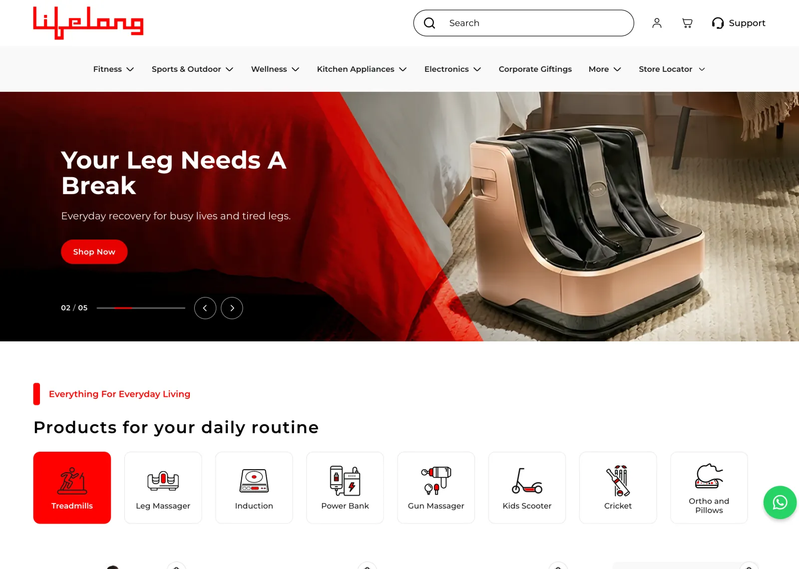 Lifelong Shopify storefront homepage