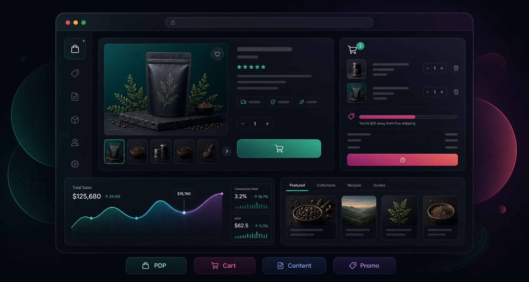 Abstract Shopify storefront and commerce workflow illustration